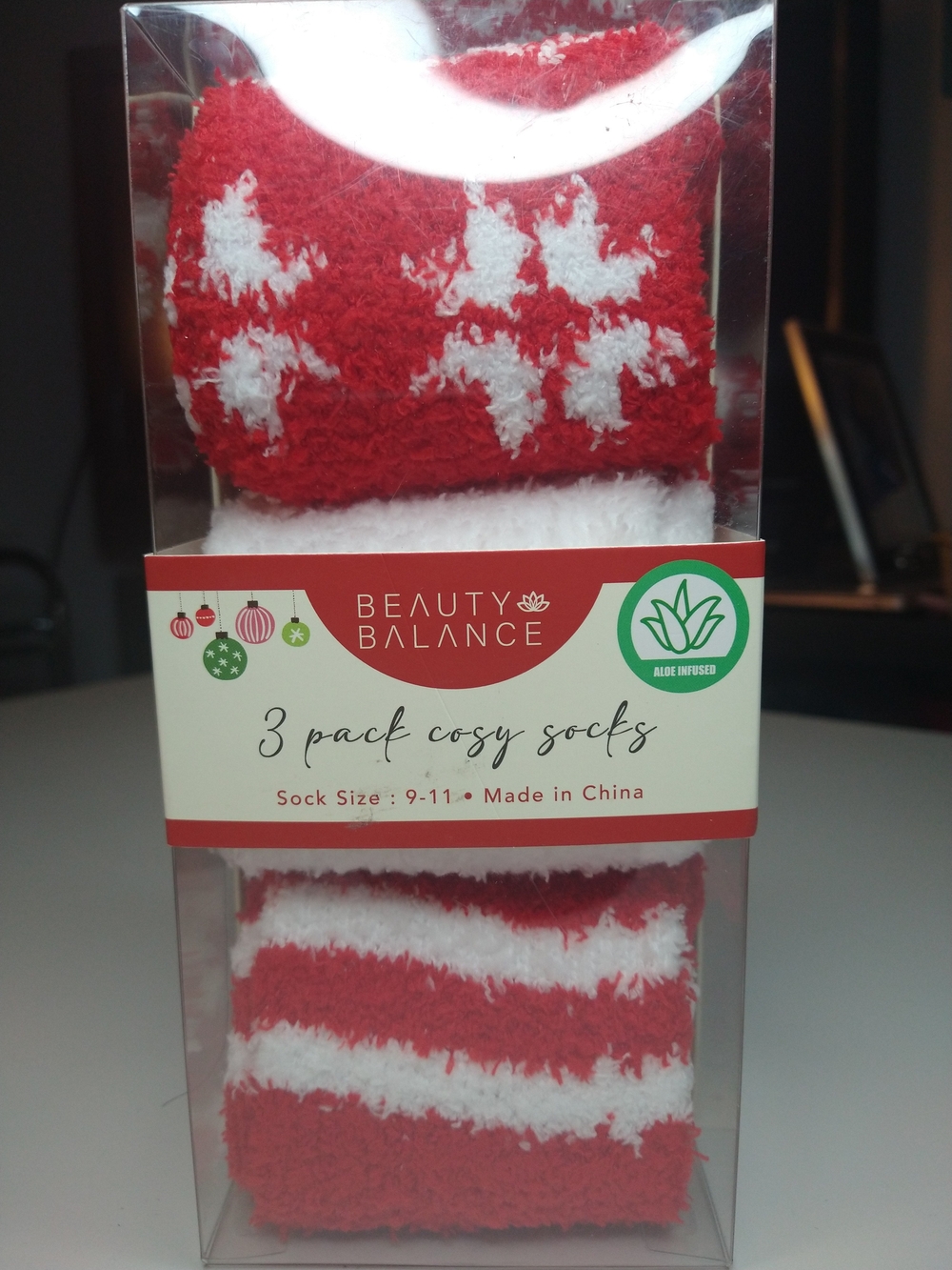 Red & White Cozy Socks - 3 Pack